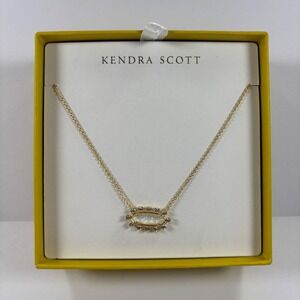 Kendra Scott Women Necklace Gold Eva Framed White Kyocera Opal Crystal 215-16